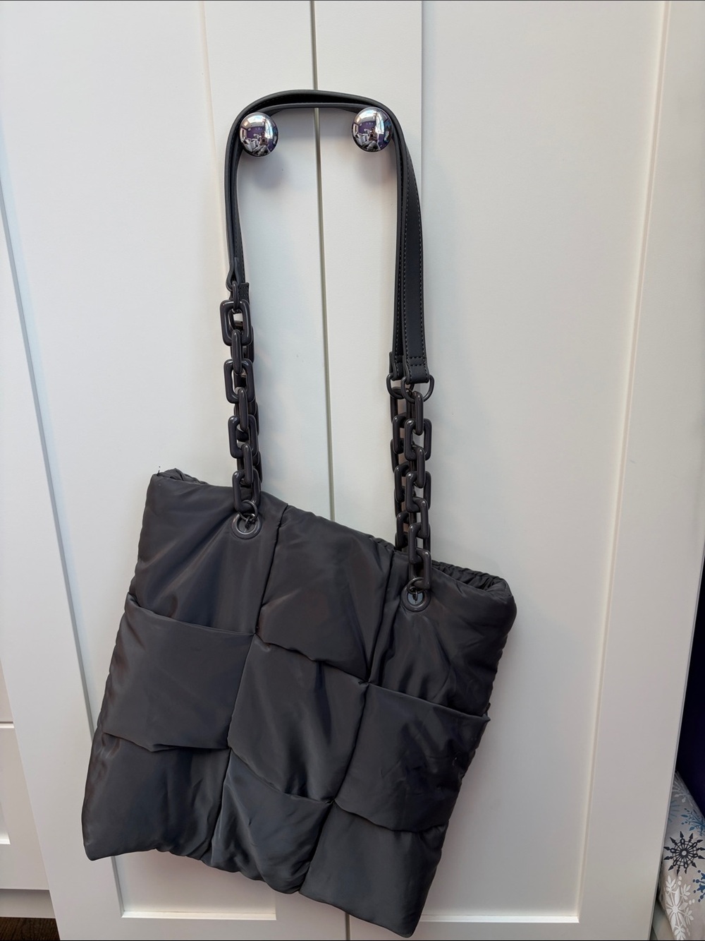 INC International Concepts Black Quilted Chain-Handle Shoulder Bag